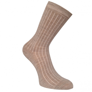 Merino extra fine 85 % vrúbkované ponožky tenšie Light Brown (melange)