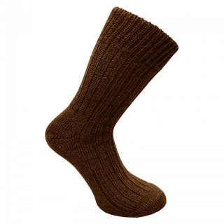 Vlnené 90 % ponožky vrúbkované hrubšie Chestnut
